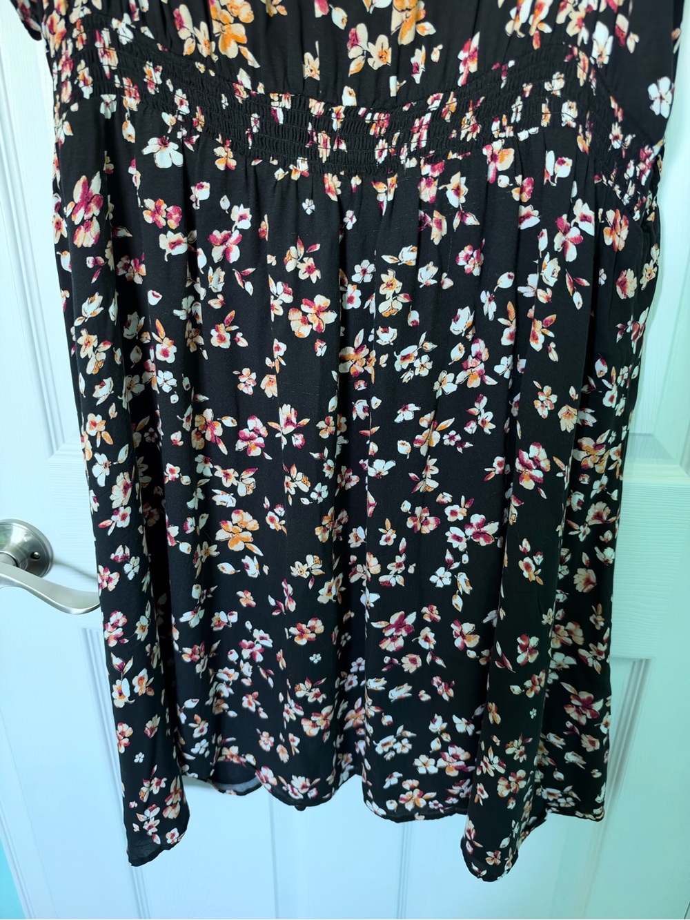Penningtons Black Floral Midi Dress with Pink and Cream Blooms - Picture 6 of 10